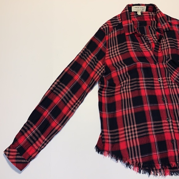 Anthropologie Cloth & Stone Black and Red Plaid Shirt - Women’s Size Medium - Picture 2 of 7